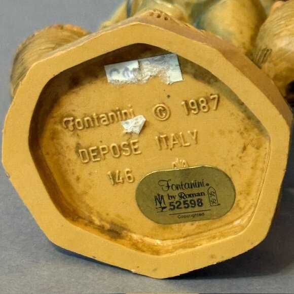 Roman Fontanini Italy Figurine Simonelli Depose 1987 Fruit Basket Vendor Garlic - Picture 5 of 5